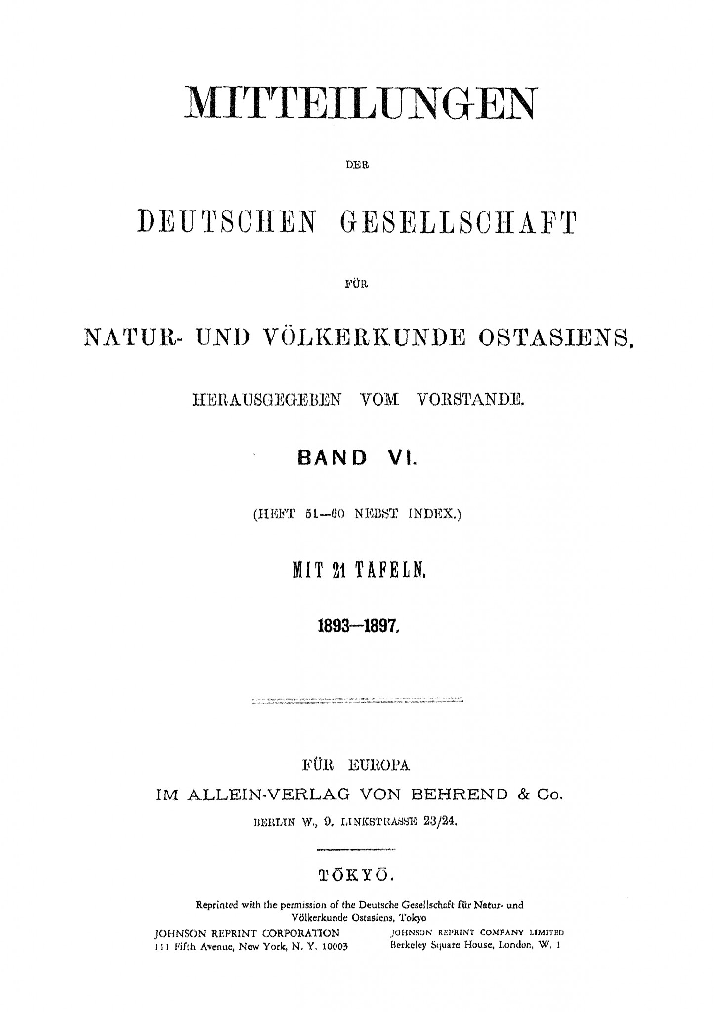 Band VI (1893-1897), Heft 53 | OAG Tokyo (1893) | OAG Mitteilungen