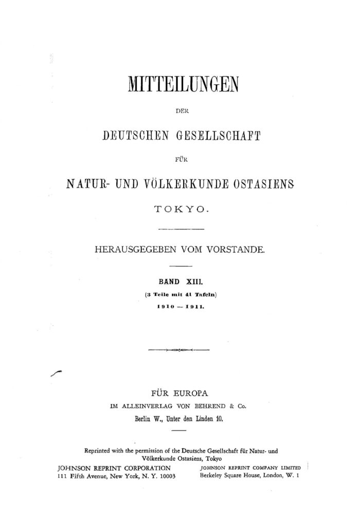OAG Mitteilungen 1910-1911 Titel