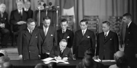 Signing of US Japan Security Treaty in San Francisco Presidio | Friedensvertrages von San Francisco am 28. April 1952 Signing of US Japan Security Treaty in San Francisco Presidio | Friedensvertrages von San Francisco am 28. April 1952