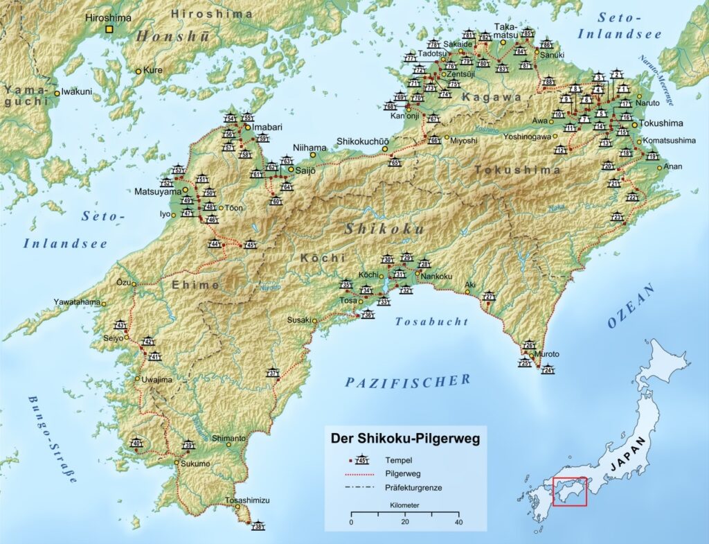 Shikoku Pilgerweg Karte