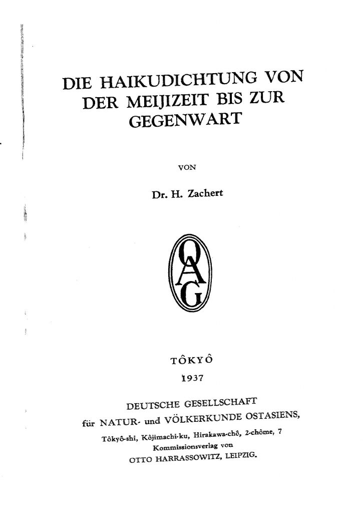 OAG Mitteilungen Teil C 1937-1938 Titel
