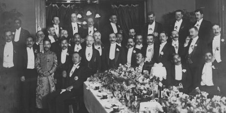 April 1909. Diner im Hotel Oriental, gegeben den Yokohama-Behörden vom Konsular Corps.